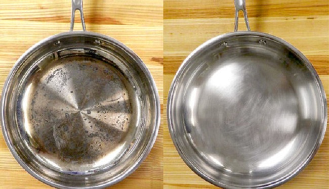 trước và sau khi sử dụng hóa chất đánh bóng inox eco steel shiny
